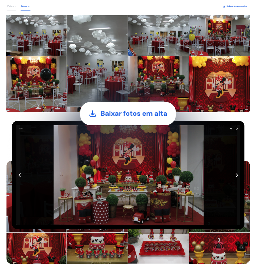 Galeria de fotos na sua entrega