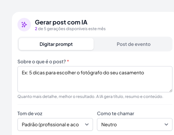 Gere posts de blog com IA